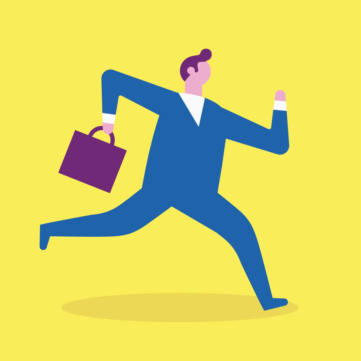 Illustration of businessman running with briefcase.