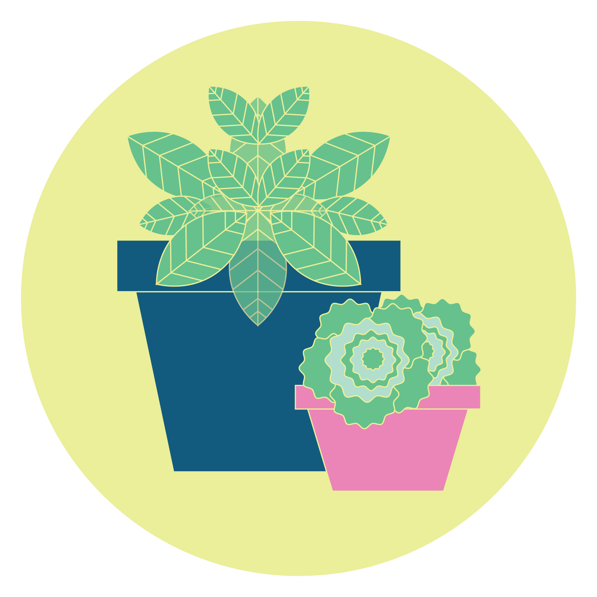 Illustration of two pots with herbs