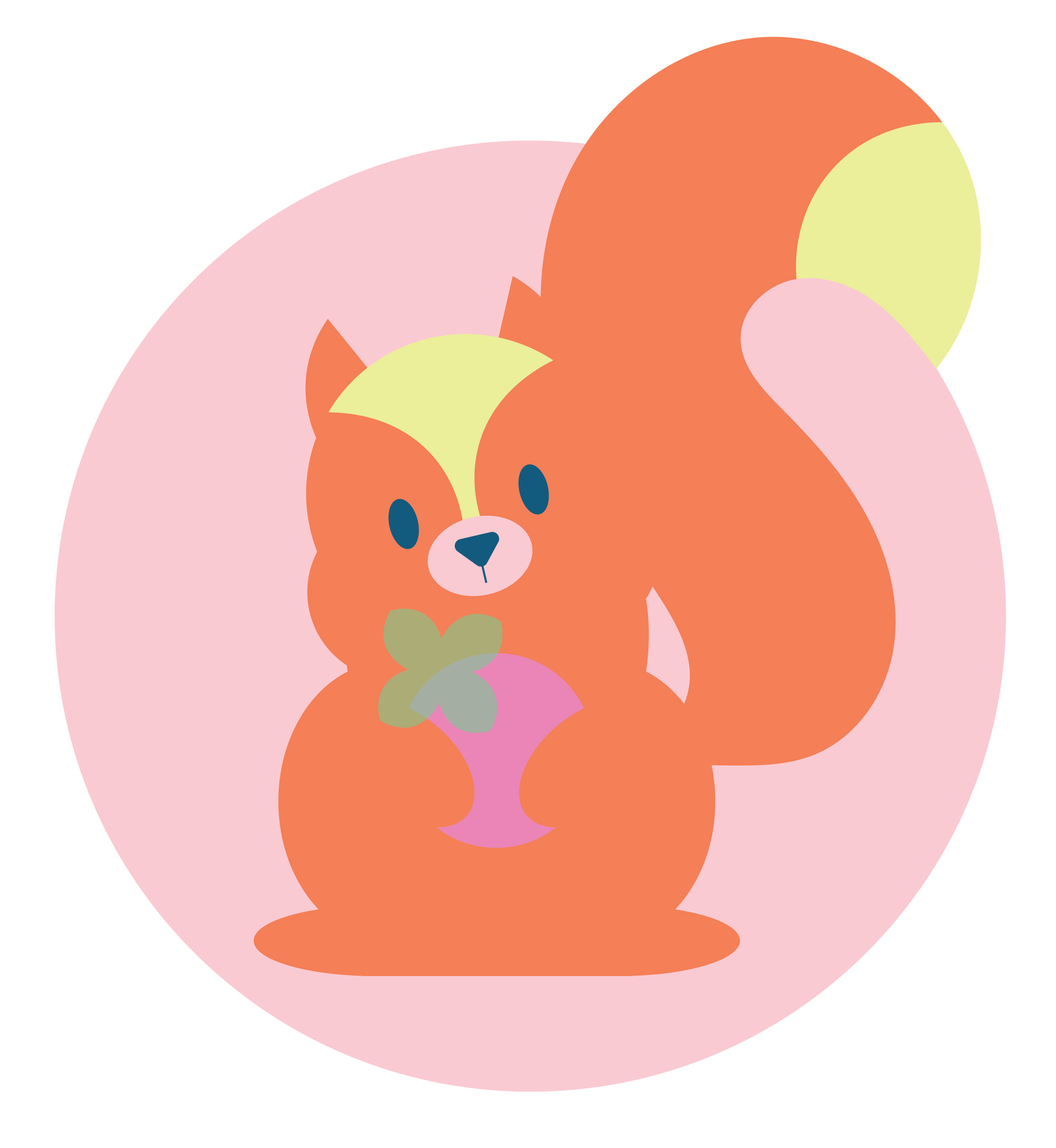 Illustration of a squirrel holding a tomato