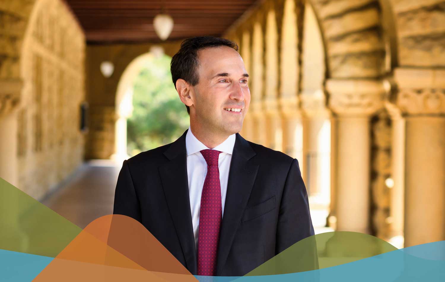 Jon Levin in the colonnade in the Quad