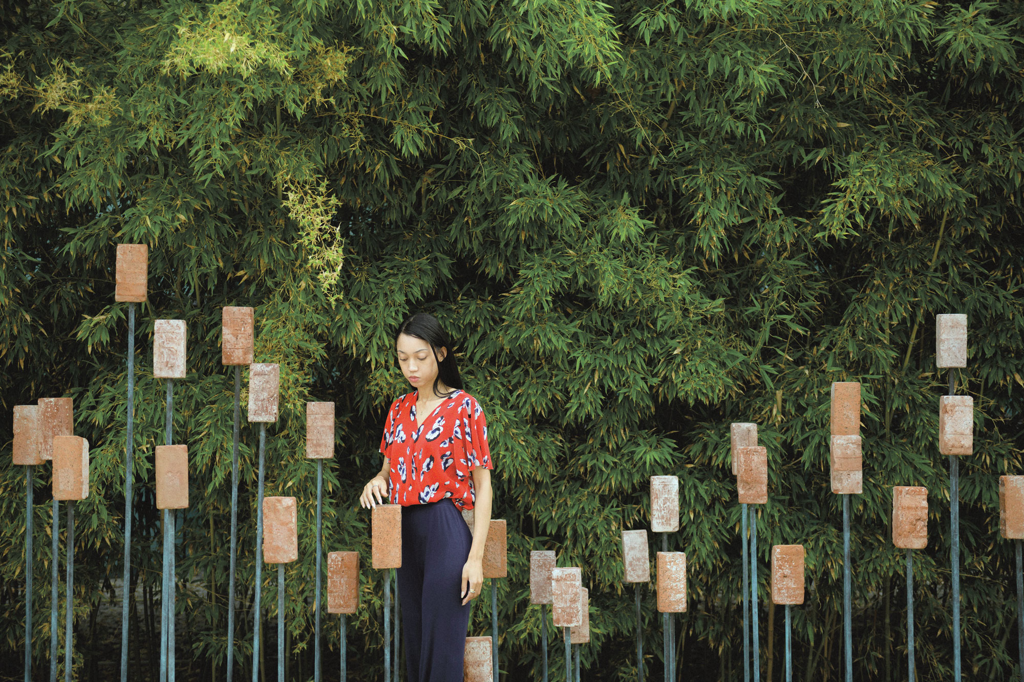 Lauren Toomer with her art installation, Renewal
