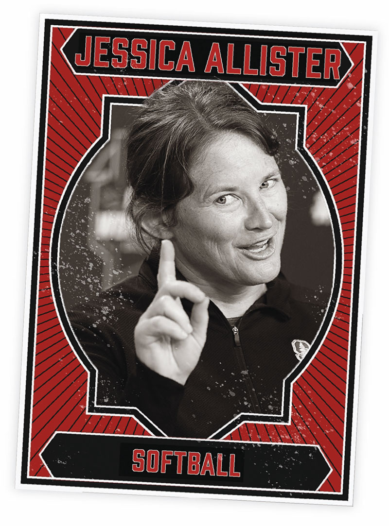 Jessica Allister on a mock baseball card