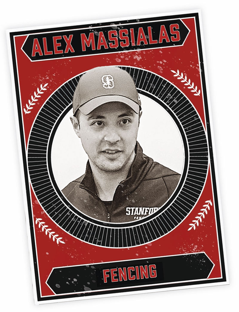 Alex Massialas on a mock baseball card