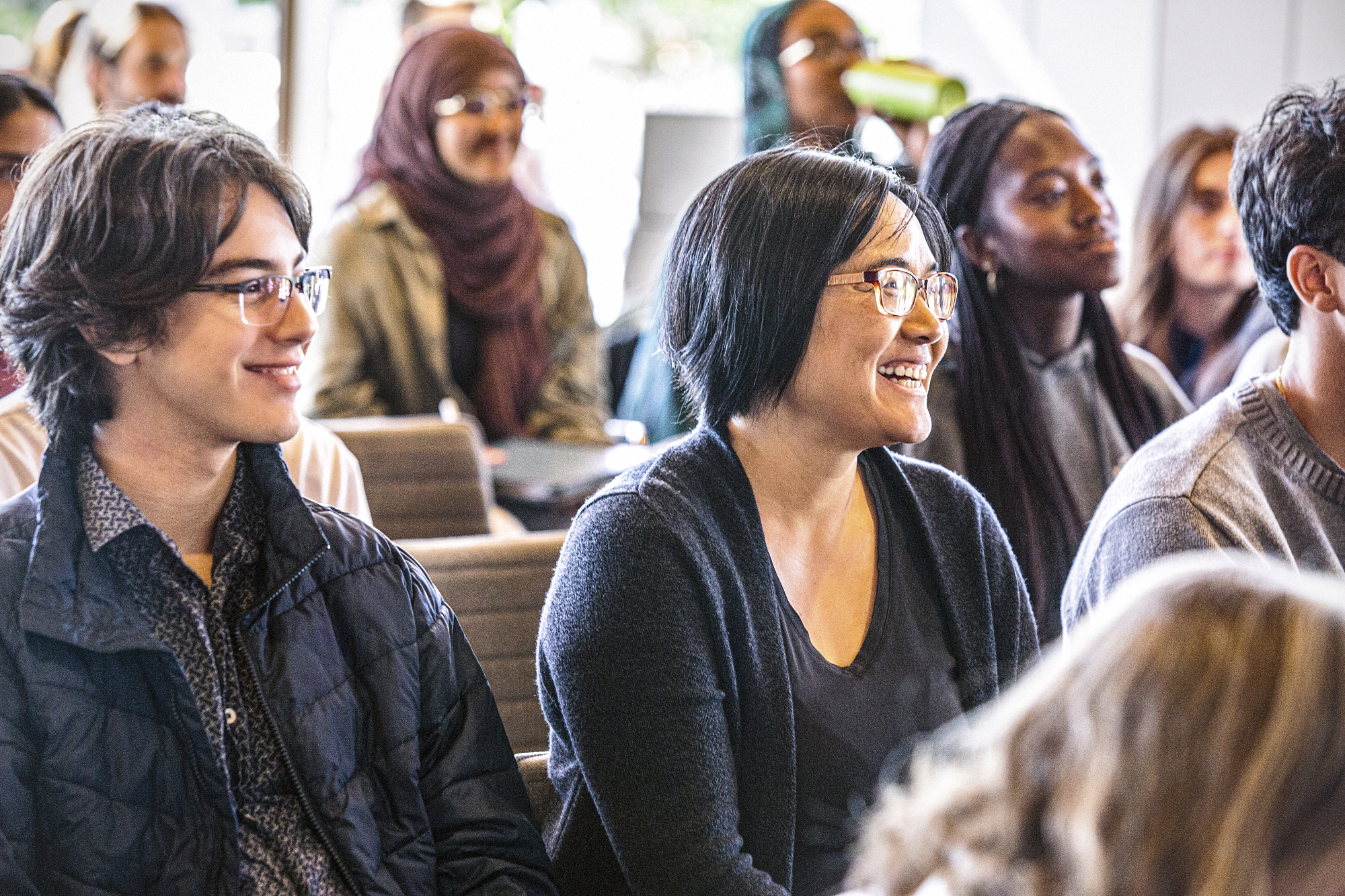Students in Lin's class listening to a lecture