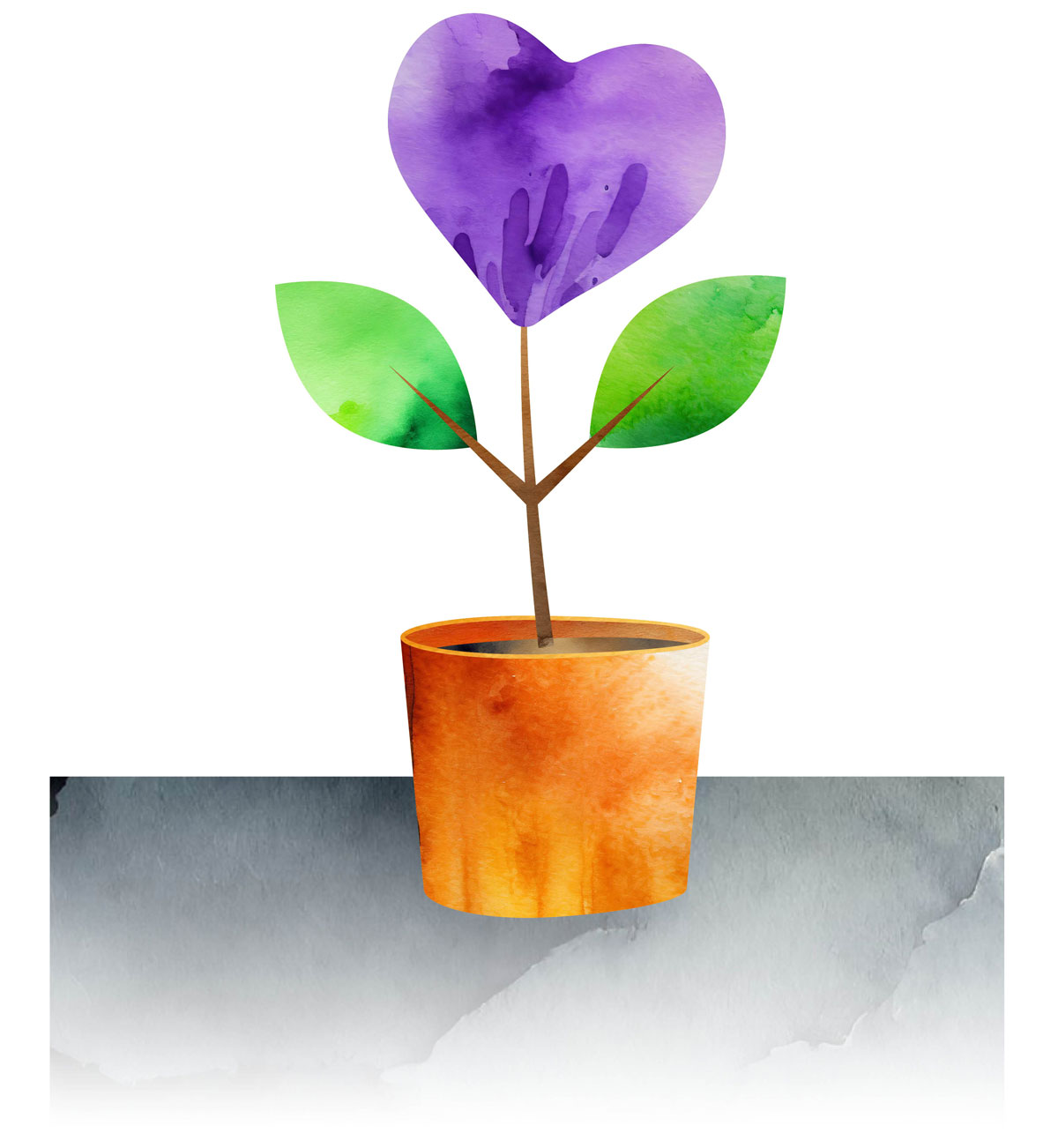 Illustration of a plant that is growing a heart.