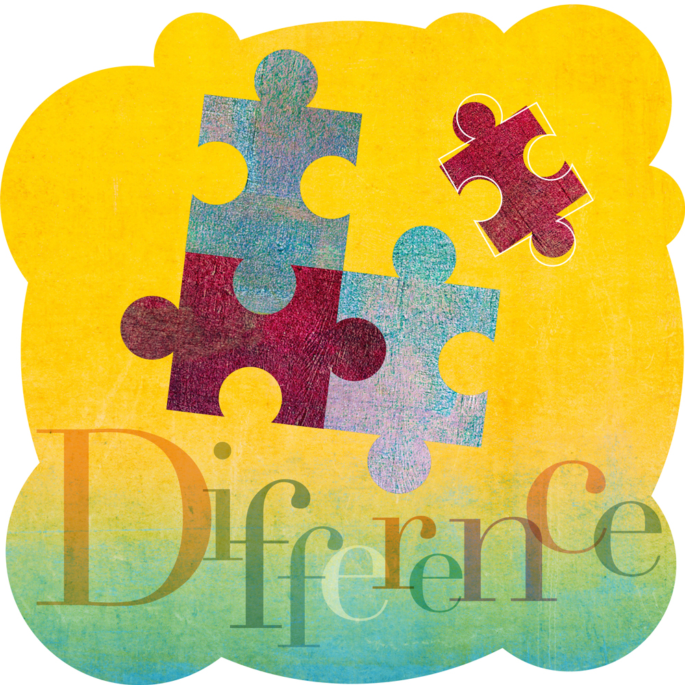 Illustration of puzzle pieces with the word "difference"