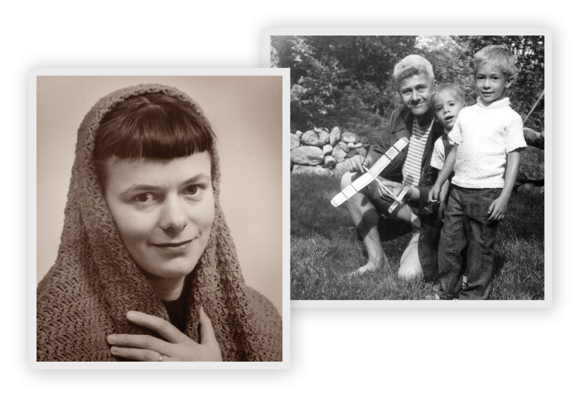 A photo of Nemerov's mother, Peggy. And aa photo of father, Howard, brother Jeremy, and Alexander Nemerov.