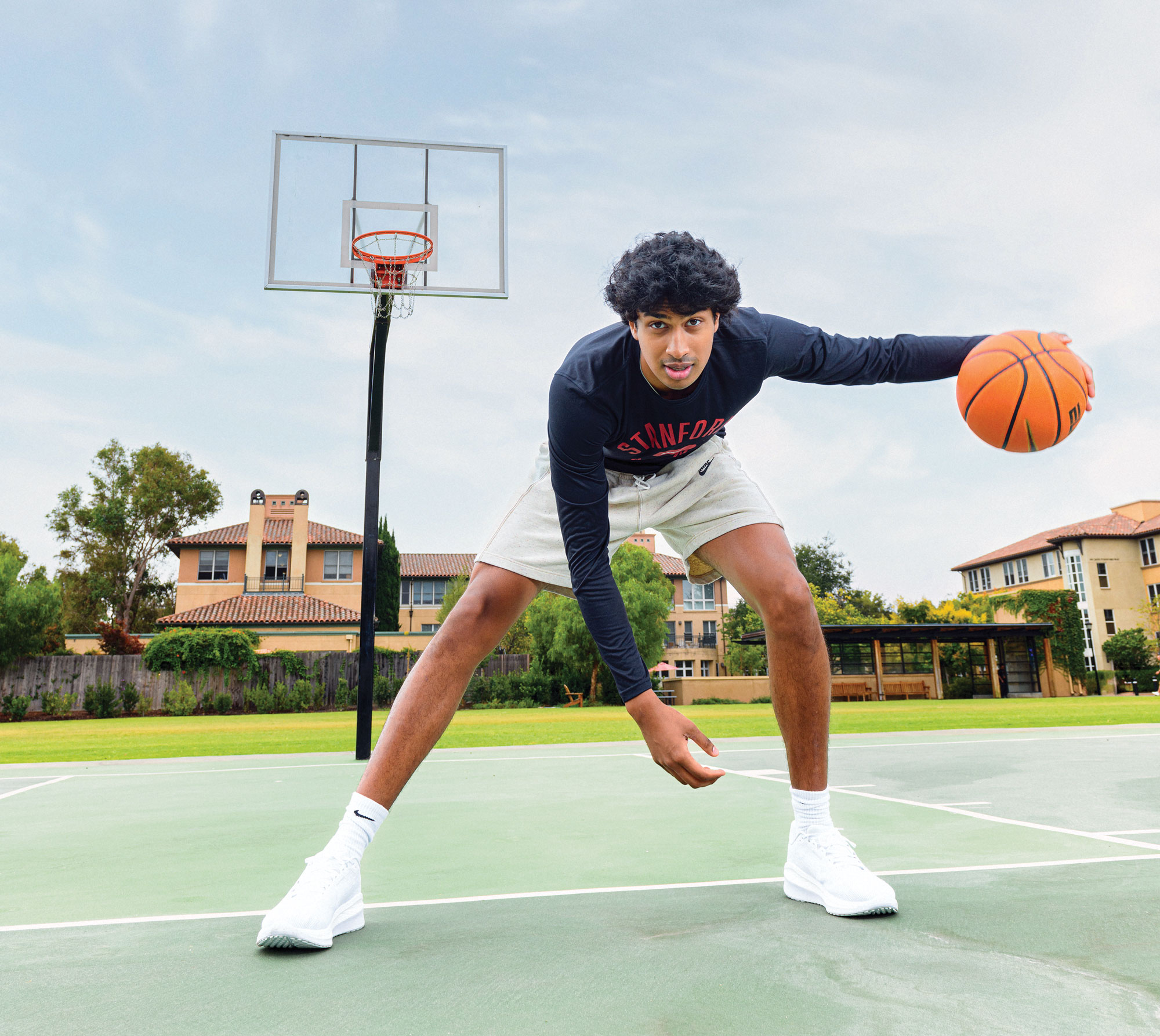 Ryan Agarwal dribbling a ball on a practice court
