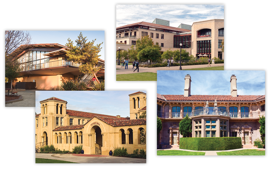 Tresidder Memorial Union, Toyon Hall, Jen-Hsun Huang Engineering Center, The Knolll